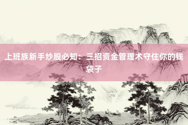 上班族新手炒股必知：三招资金管理术守住你的钱袋子