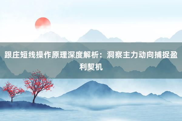 跟庄短线操作原理深度解析：洞察主力动向捕捉盈利契机