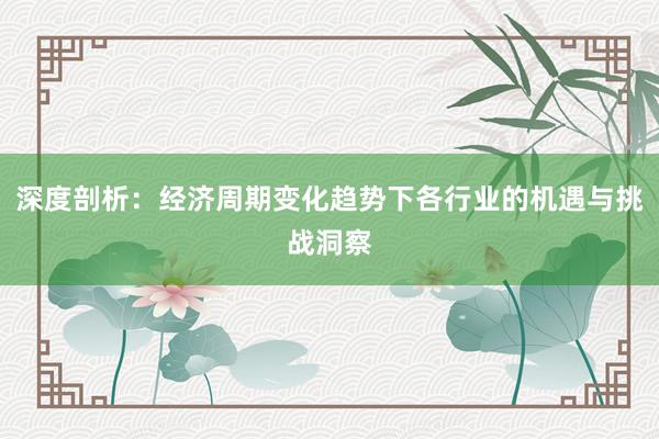 深度剖析：经济周期变化趋势下各行业的机遇与挑战洞察
