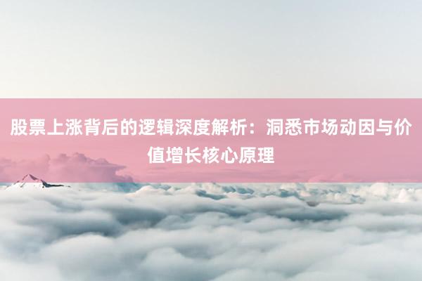股票上涨背后的逻辑深度解析：洞悉市场动因与价值增长核心原理